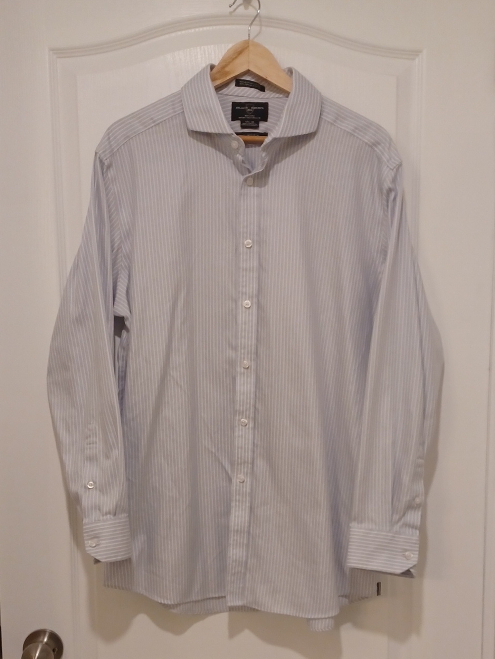 Men's Light Blue-Grey Pinstripe Dress Shirt